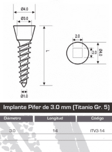 Medidas implante dental pifer 3.0x14_mm